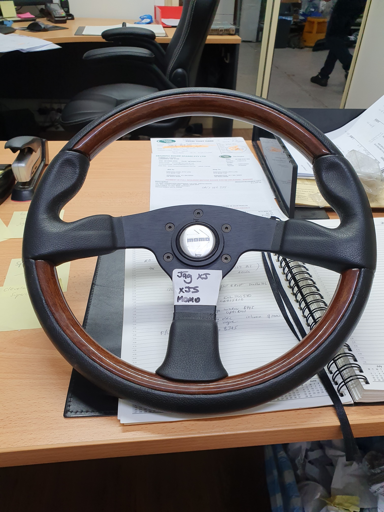 JAGUAR XJS woodrim Steering Wheel 16 in Plat Trou rayons Inc FIX RING environ 40.64 cm 